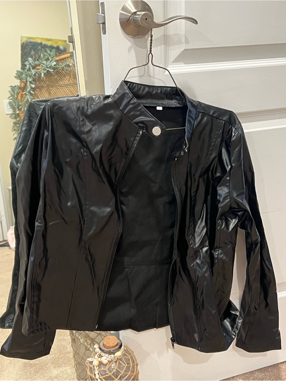 Black Women's Faux Leather Moto Jacket
